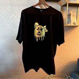 Man Boohooman Tall Drippy Evil Teddygraphic tee shirt black yellow size XL